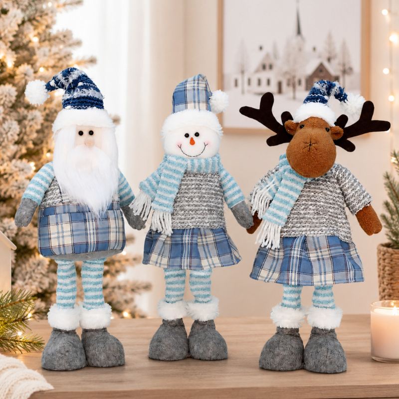 Christmas Throw Blanket - 1Pcs Christmas telescopic ornament, blue plaid