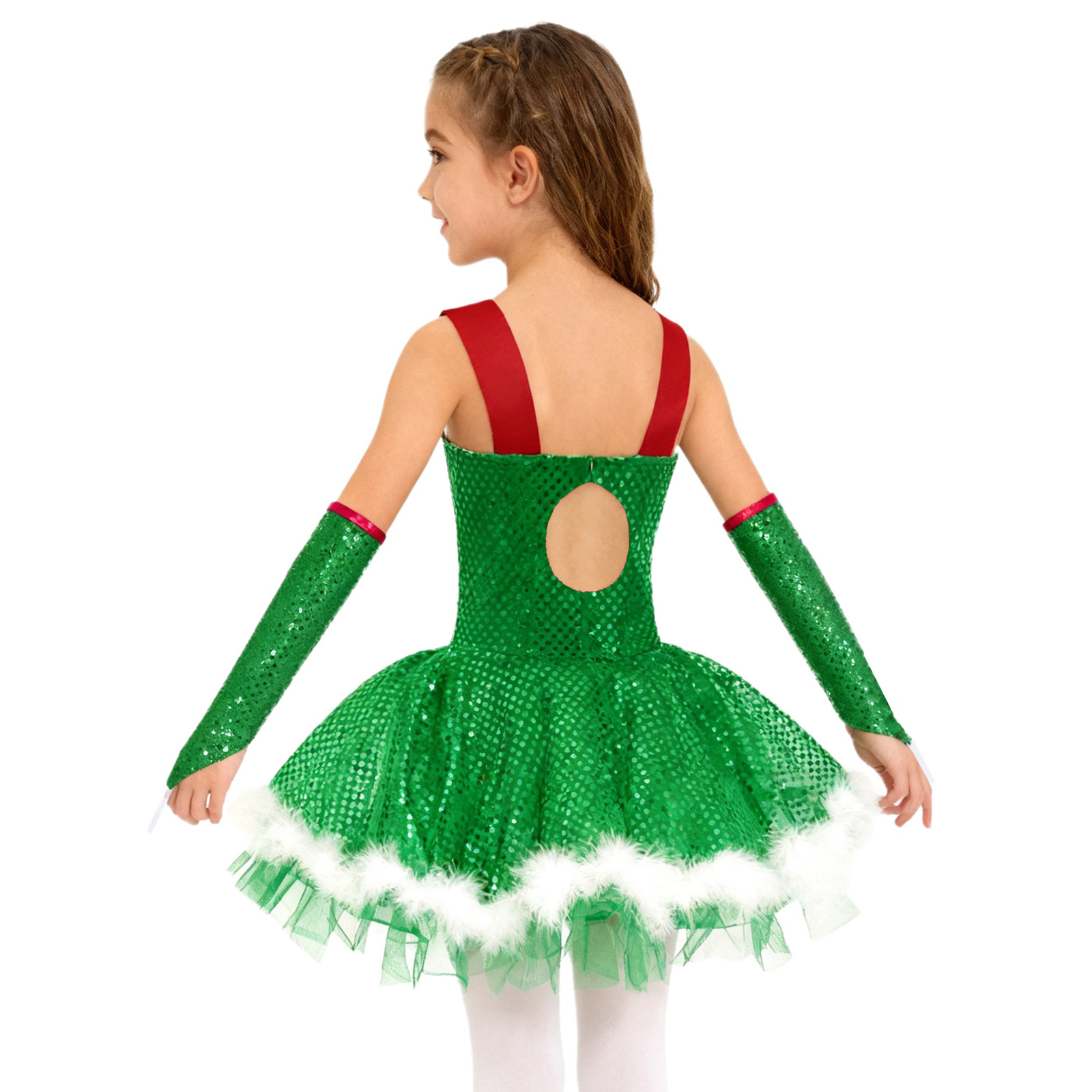 Girls Christmas Dance Tutu Dre - Elf Costume Christmas 评论和价格