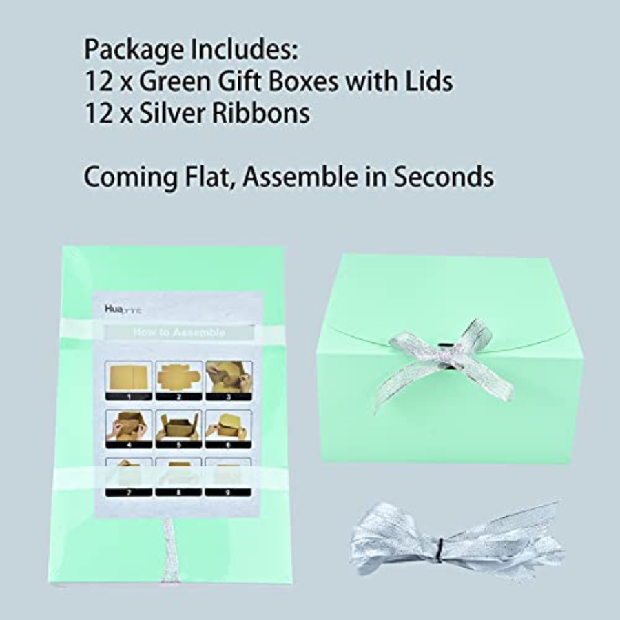 12 Sets Turquoise Green Gift B - Gift Box Wrap Set 评论和价格