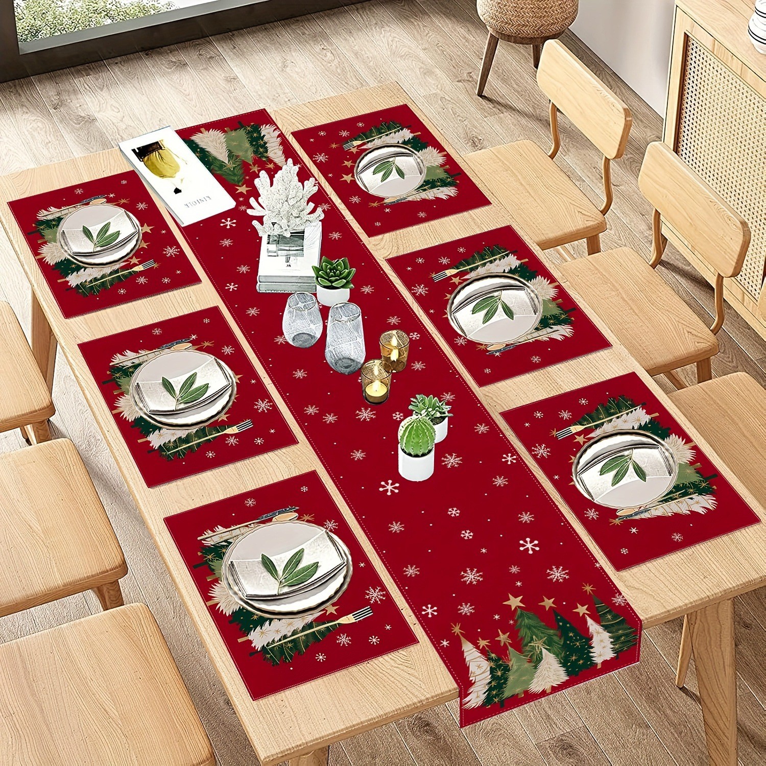 7-Piece Christmas Placemat and - Christmas Table Runner 评论和价格