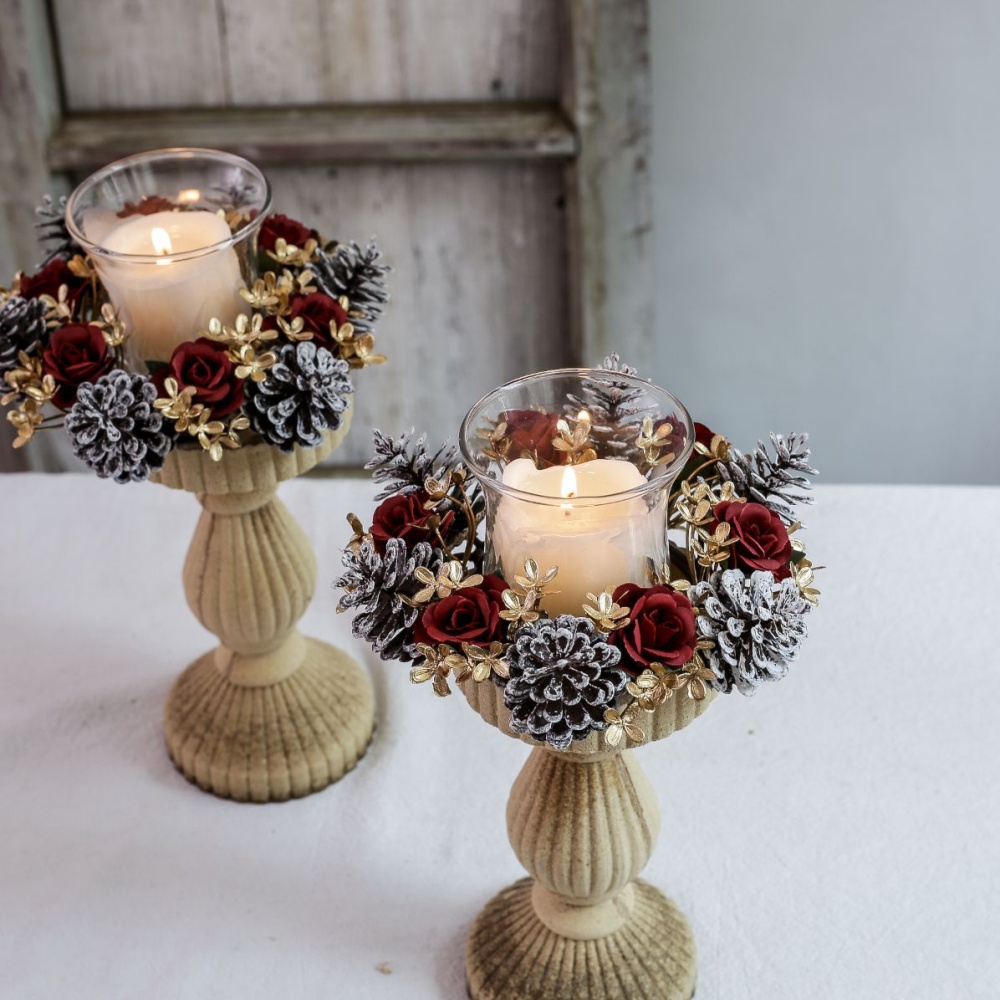 Christmas Candlestick Wreath R - Christmas Wreath Fake 评论和价格