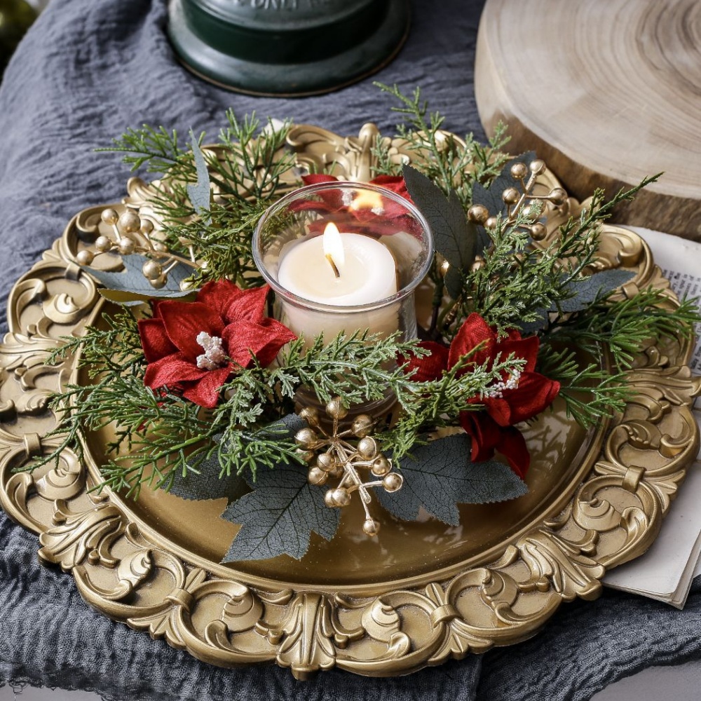 Christmas Candlestick Wreath R - Christmas Wreath Fake 评论和价格