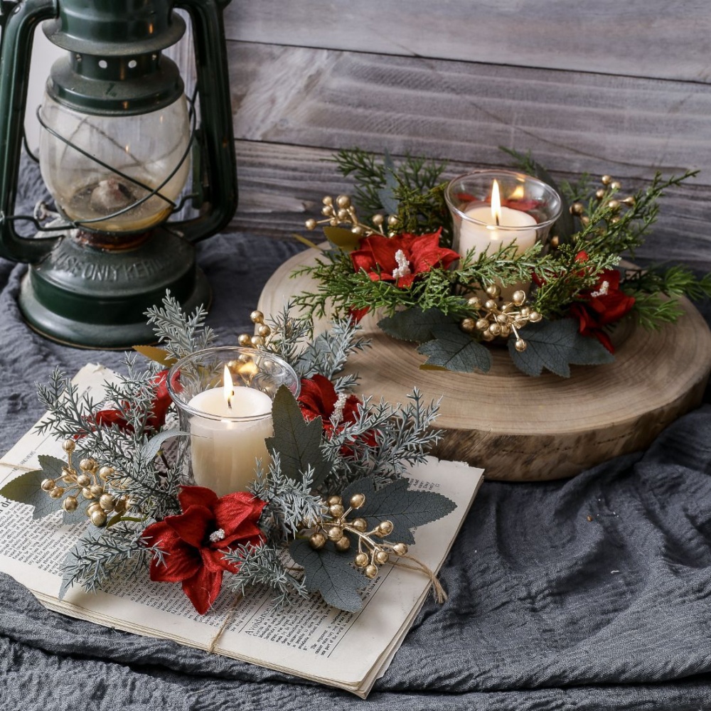 Christmas Candlestick Wreath R - Christmas Wreath Fake 评论和价格