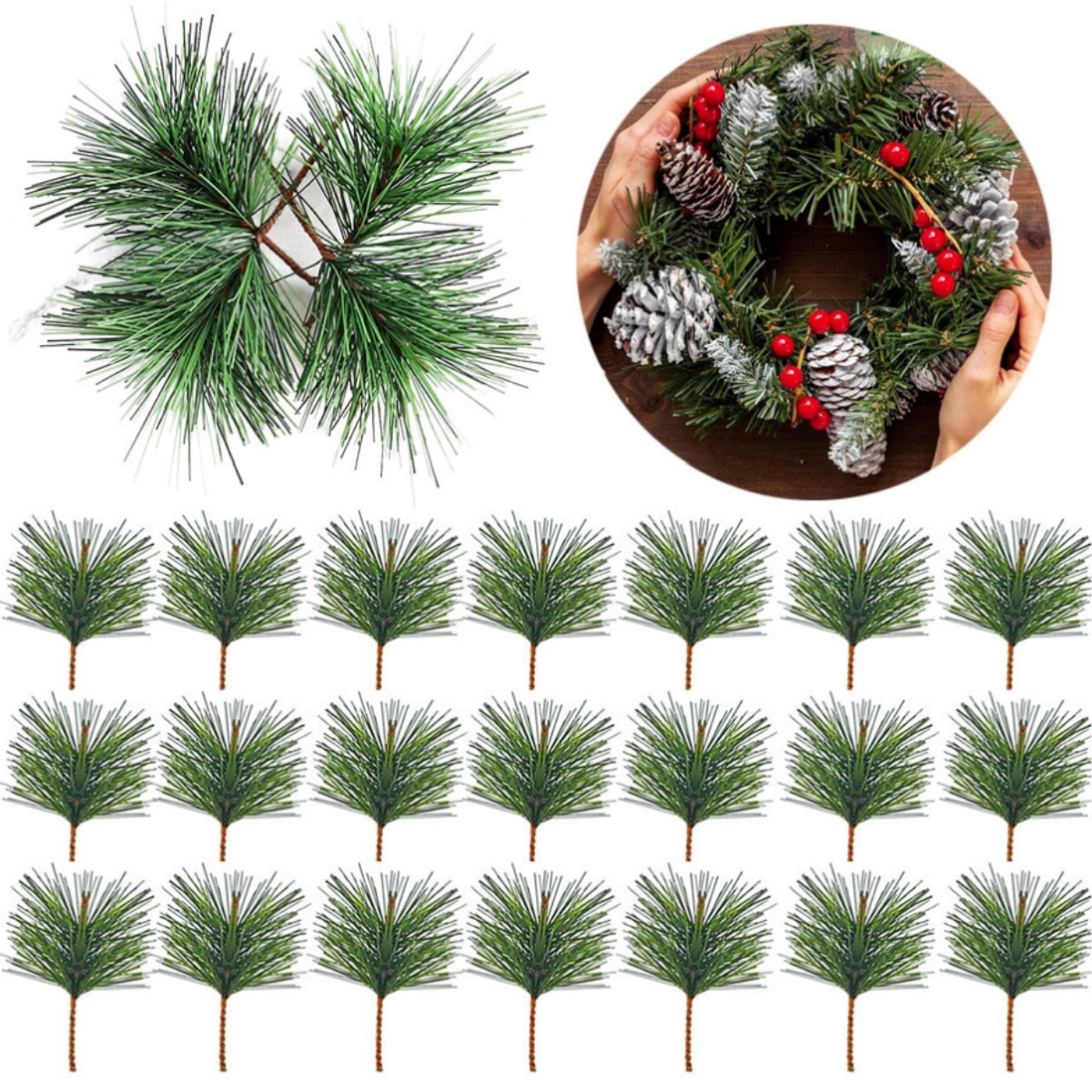 10-100pcs Artificial Green Pin - Christmas Wreath Fake 评论和价格