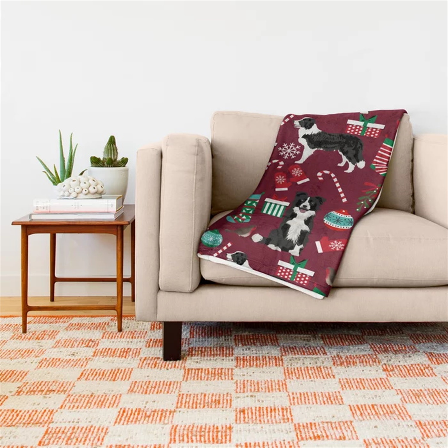 Border Collie Christmas Stocki - Christmas Throw Blanket 评论和价格