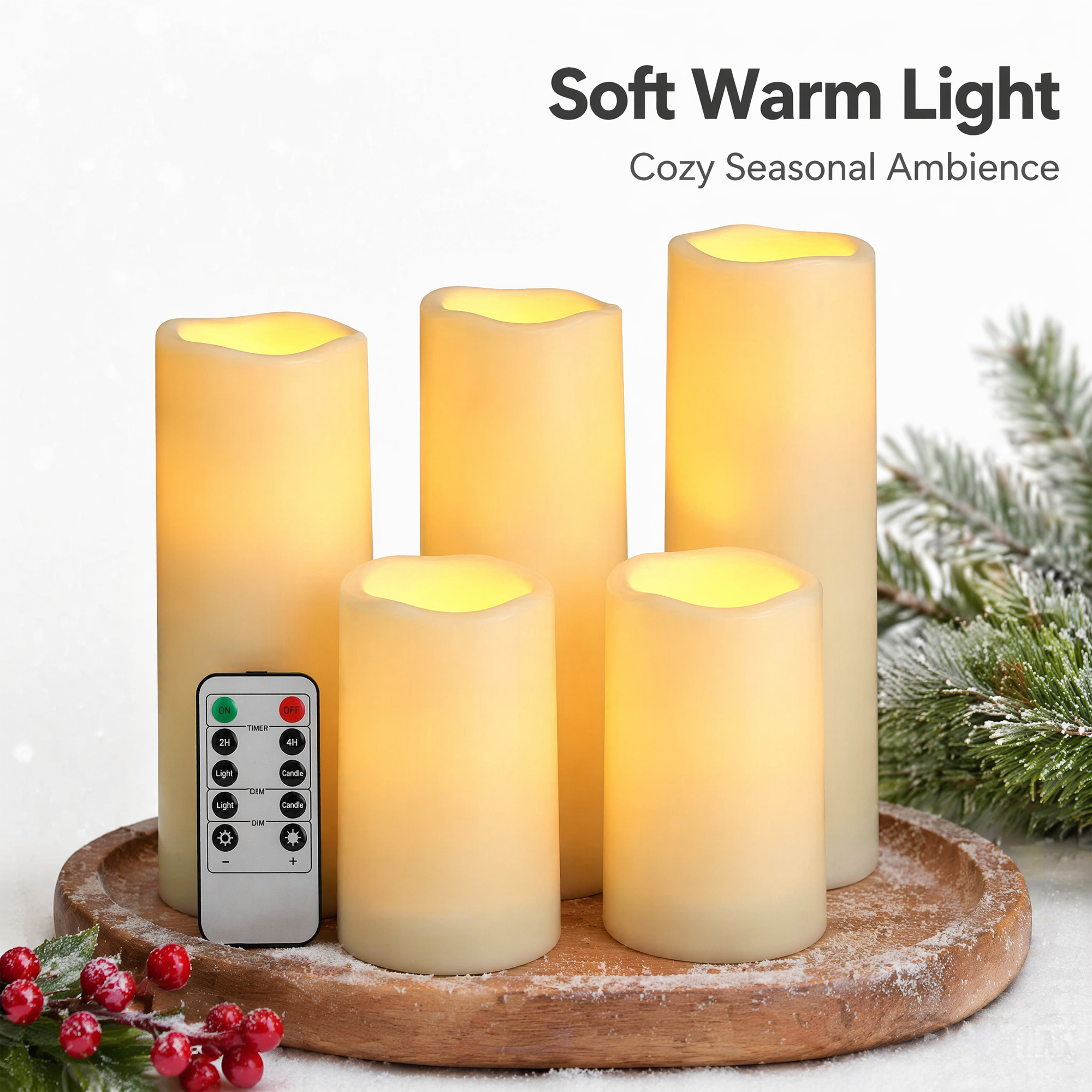 Flameless LED Pillar Candle Wa - Holiday Candle Set 评论和价格