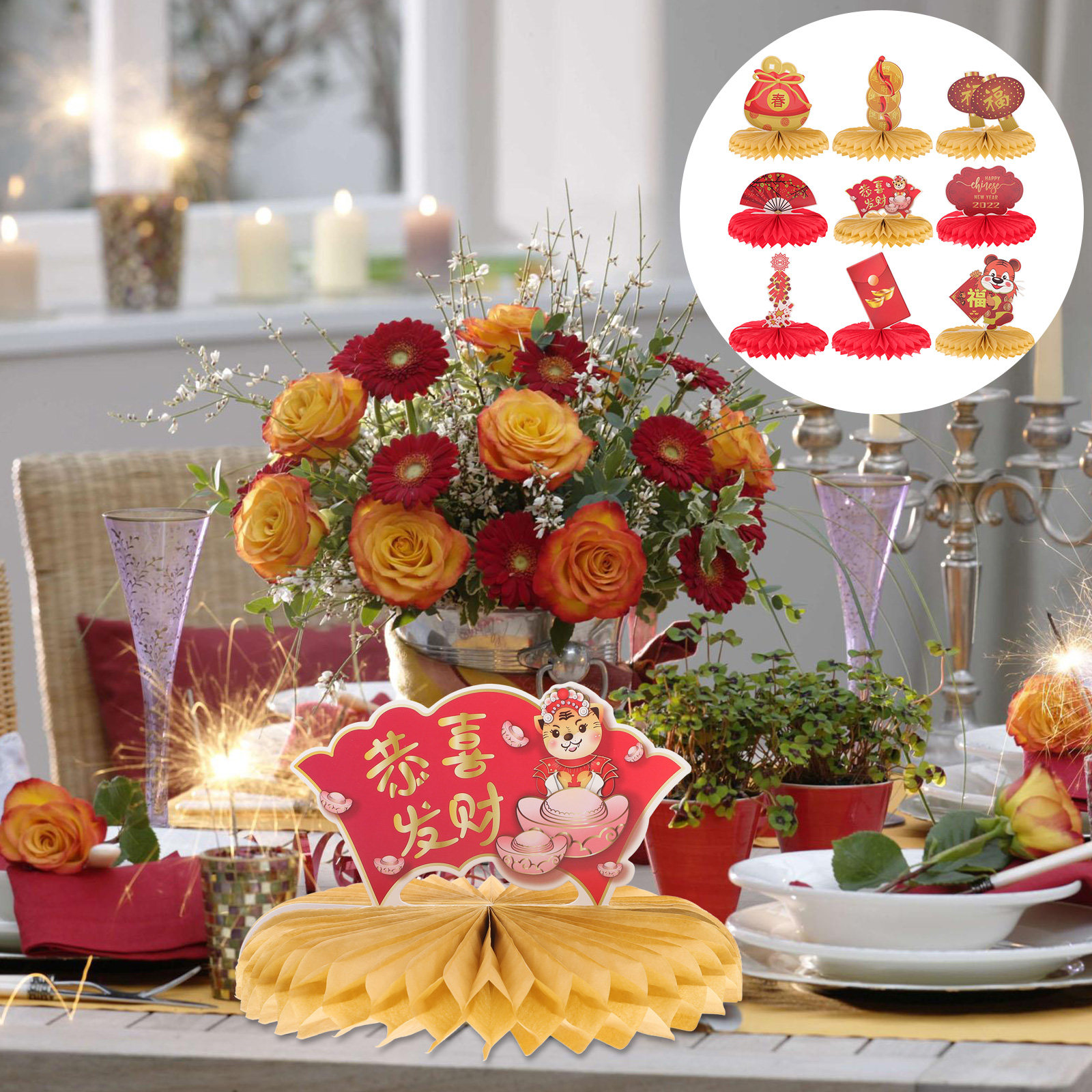 9Pcs Party Honeycomb Ornament  - Ornament Ball Set 评论和价格