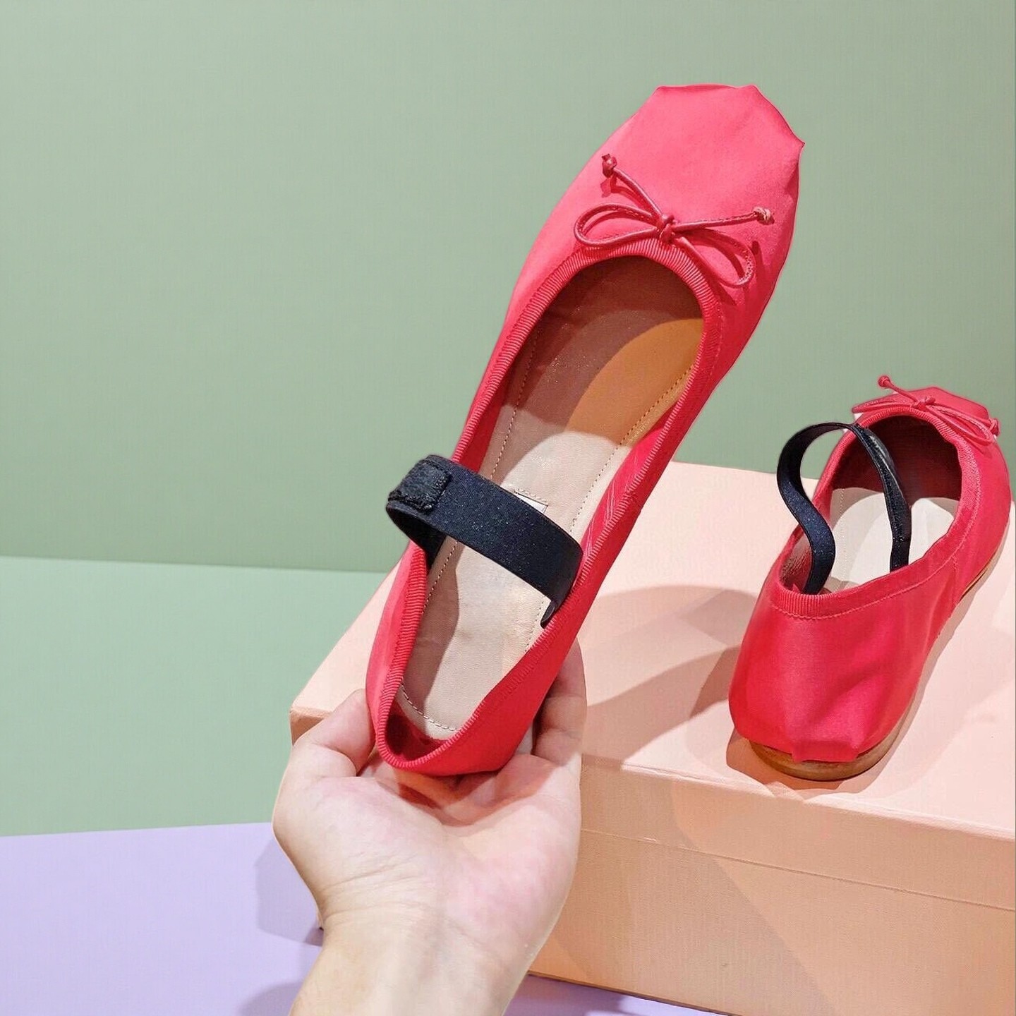 26SS Luxury Ballet Flats, Wome - Ribbon Bow Gift 评论和价格