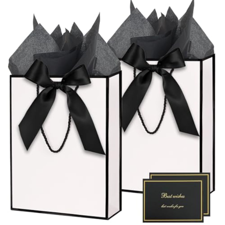 Gift Bags for Presents, 2 Pack - Ribbon Bow Gift 评论和价格