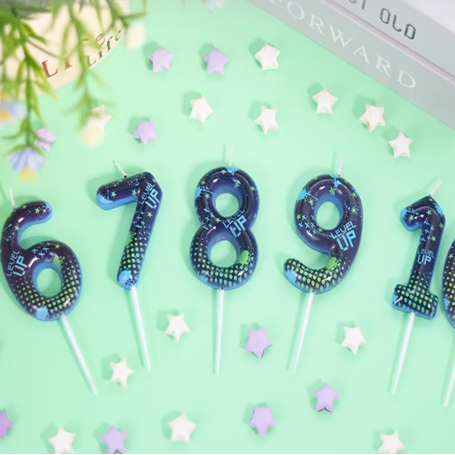 Blue Game Boy 0-9 Birthday Can - Holiday Candle Set 评论和价格
