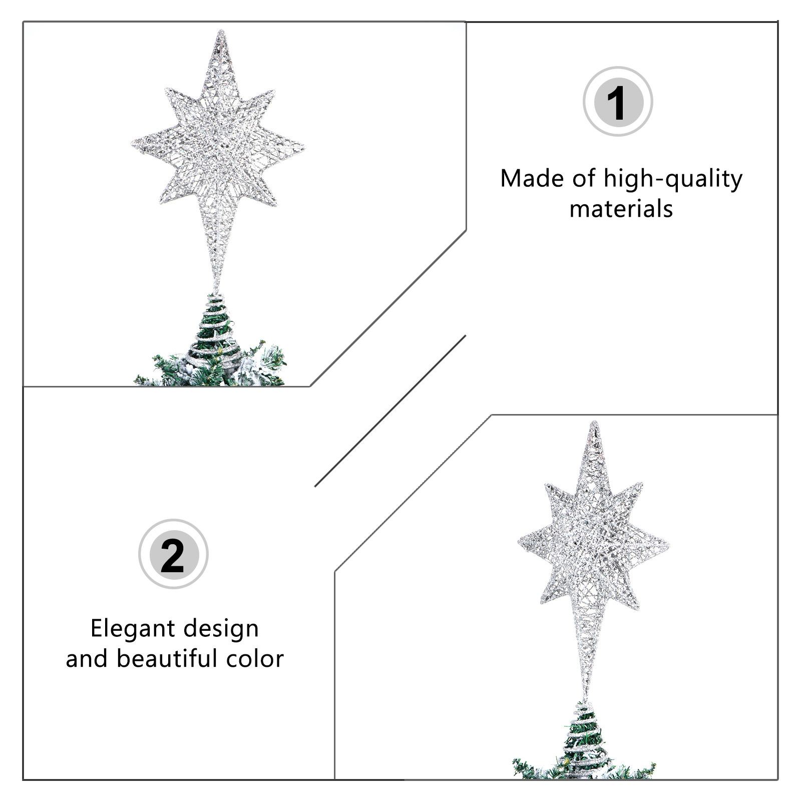 1Pcs Glittering Gold-Toned Eig - Star Tree Topper 评论和价格
