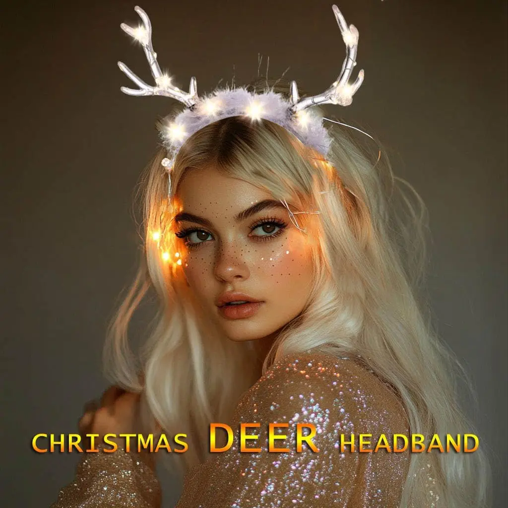 Glowing Clear Christmas Deer F - Reindeer Antlers Headband 评论和价格