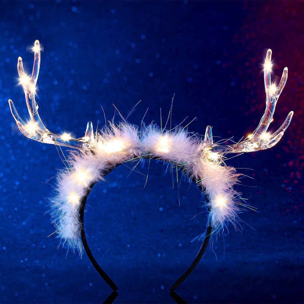 Glowing Clear Christmas Deer F - Reindeer Antlers Headband 评论和价格