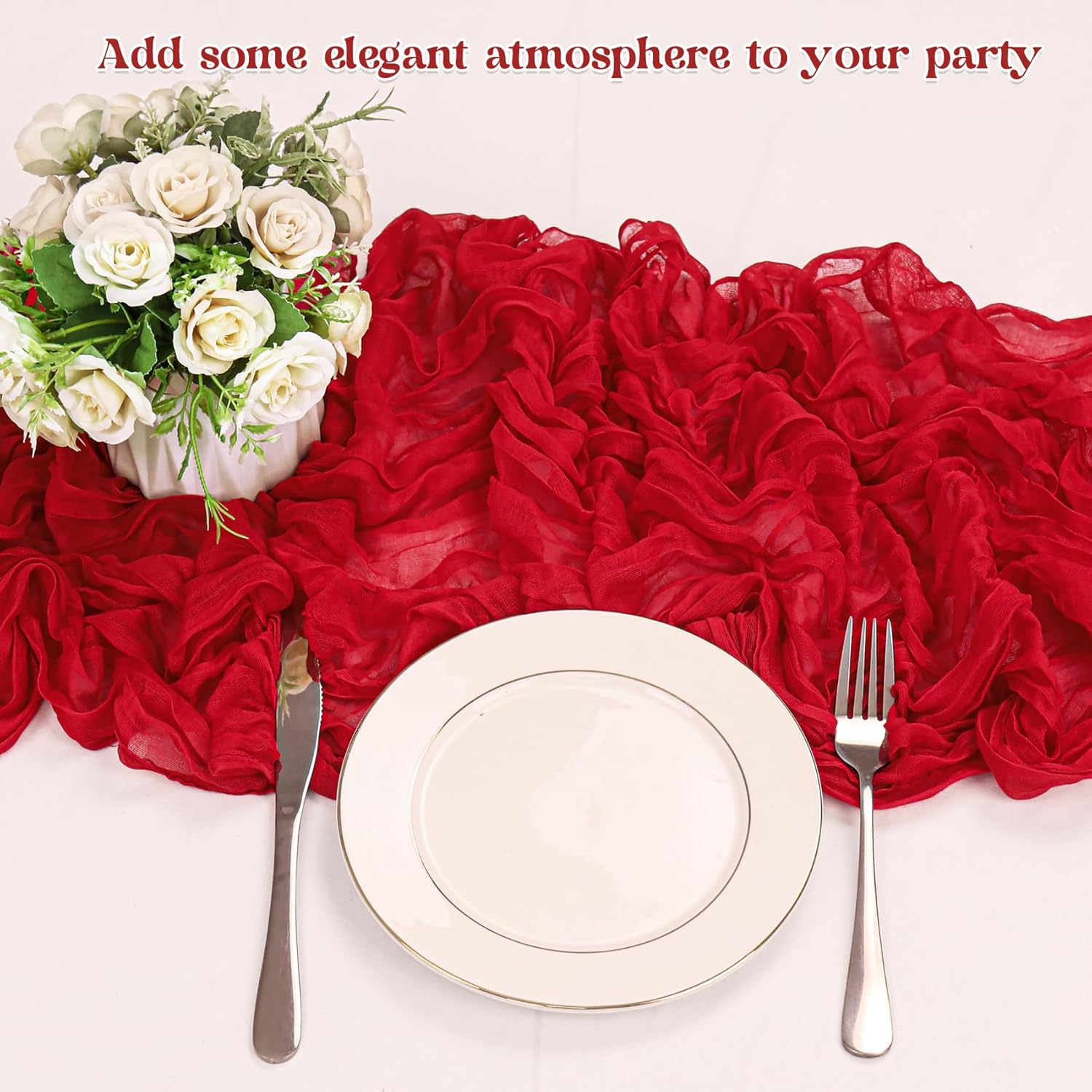 1.8/3/4M Long Red Table Runner - Christmas Table Runner 评论和价格