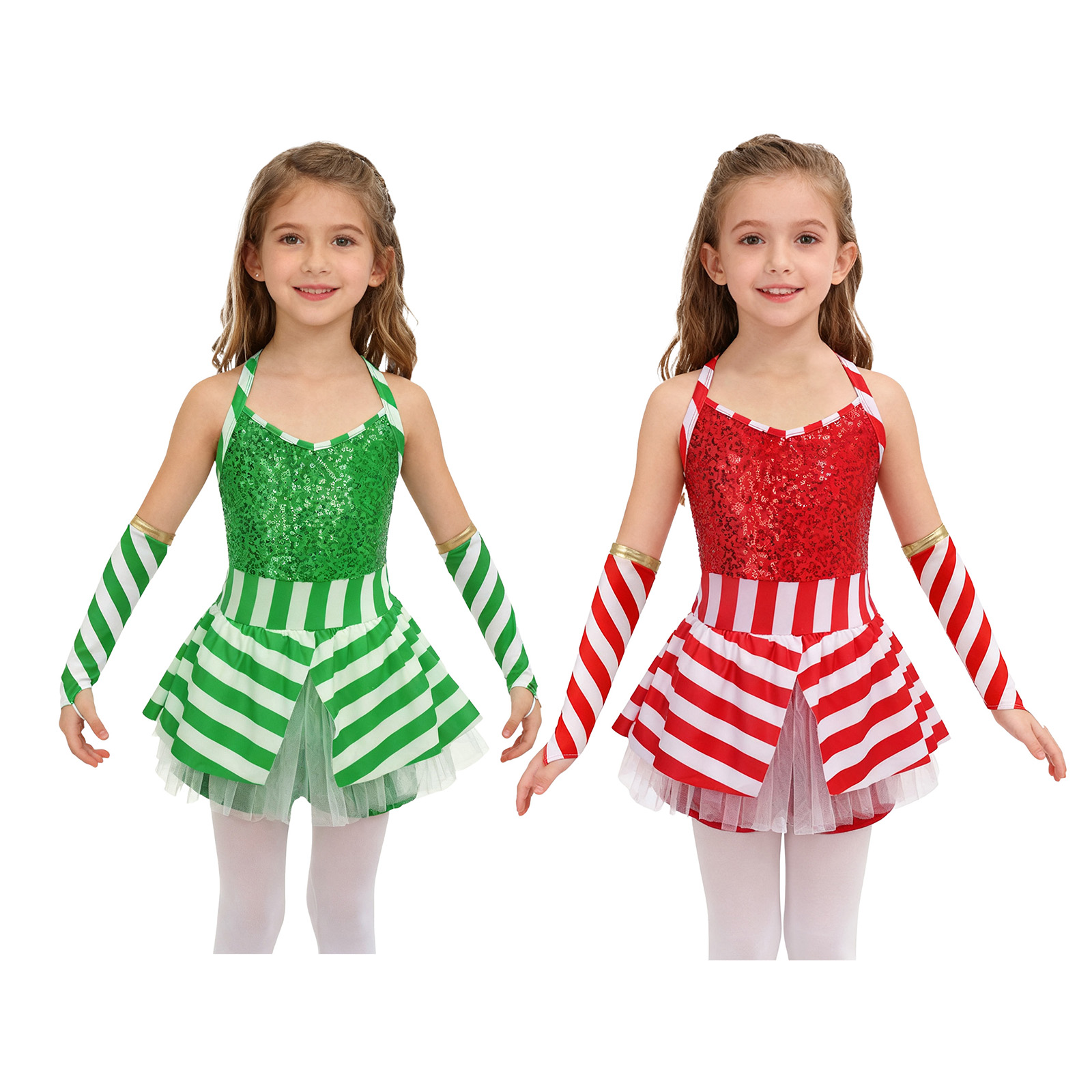 Girls Christmas Candy Cane Dan - Elf Costume Christmas 评论和价格