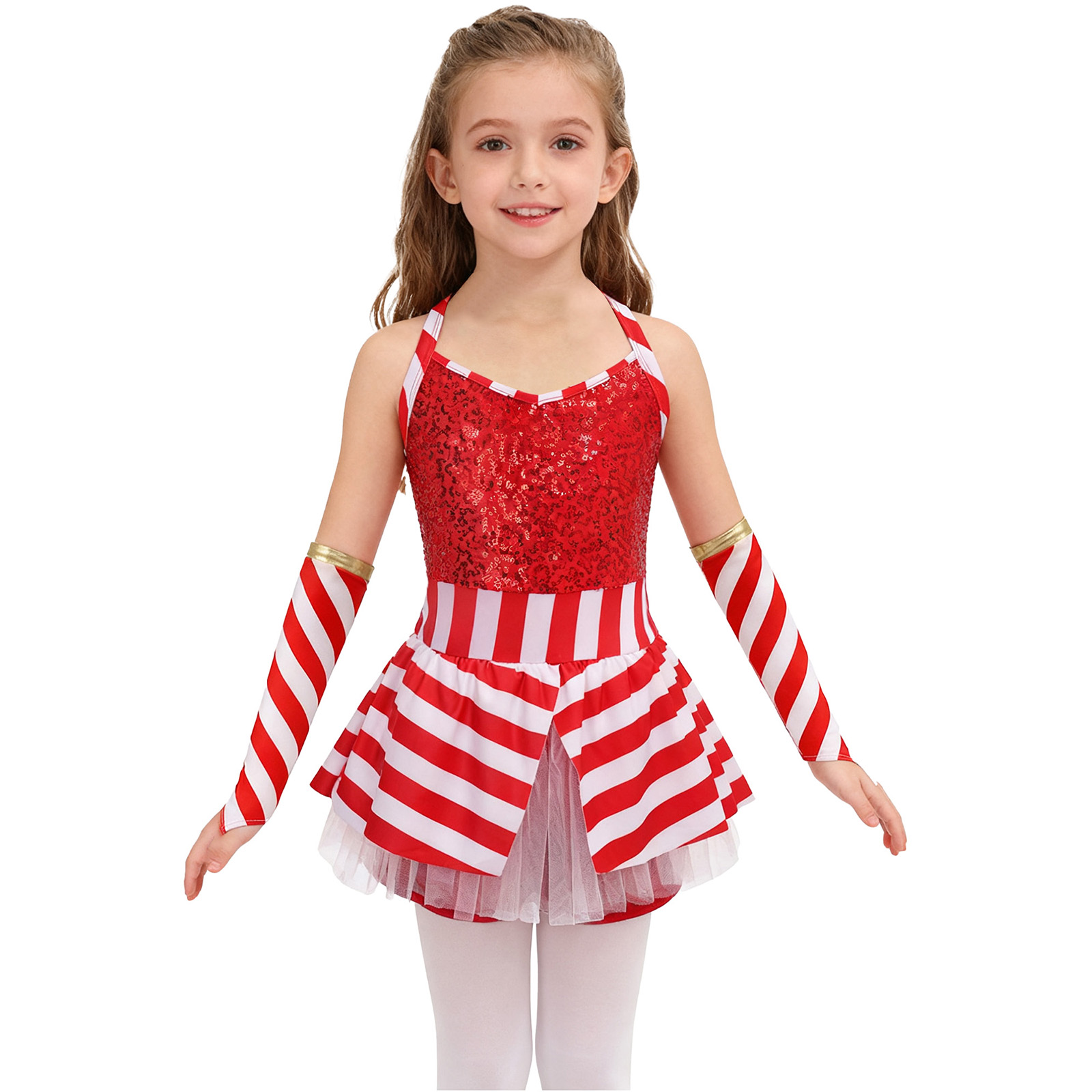 Girls Christmas Candy Cane Dan - Elf Costume Christmas 评论和价格