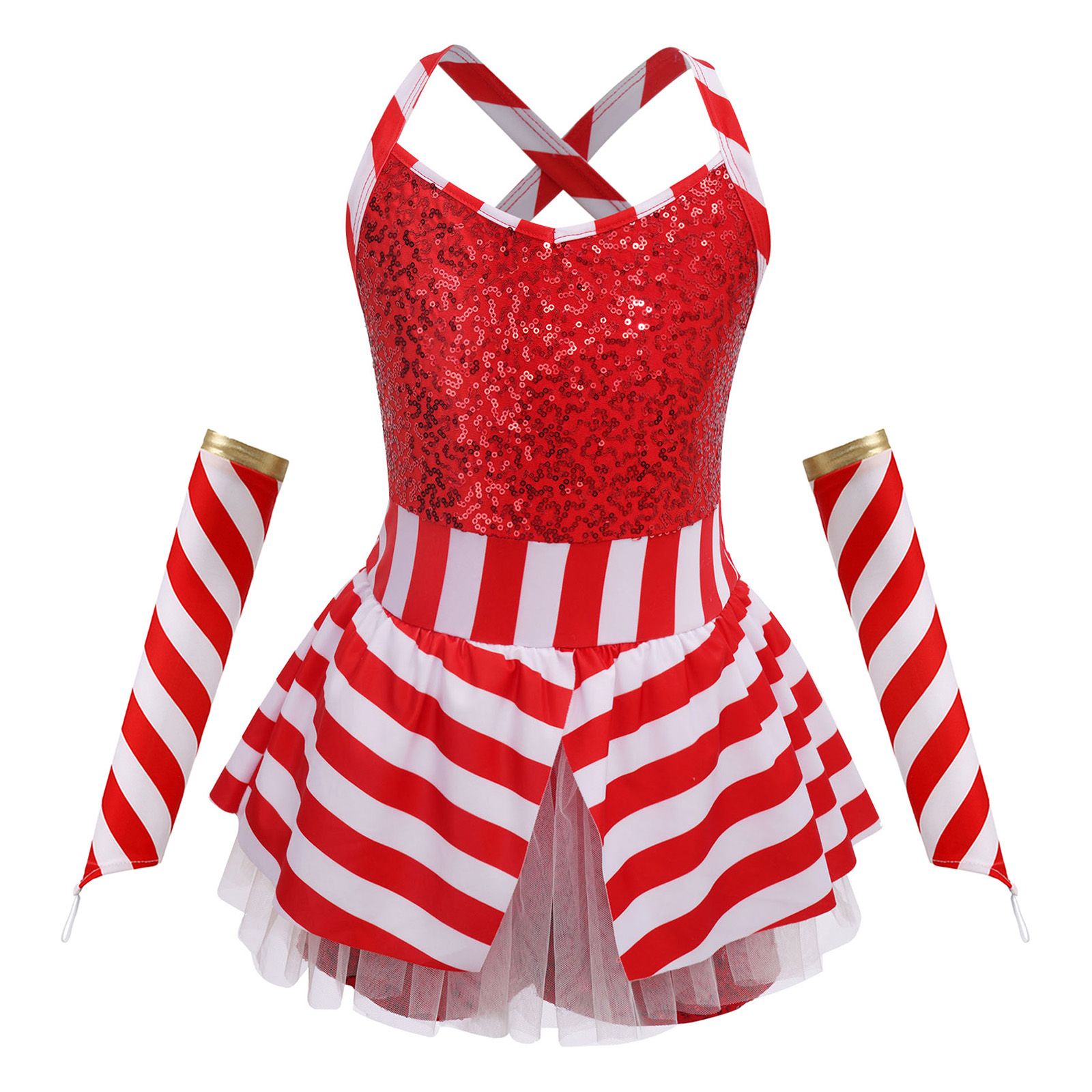 Girls Christmas Candy Cane Dan - Elf Costume Christmas 评论和价格