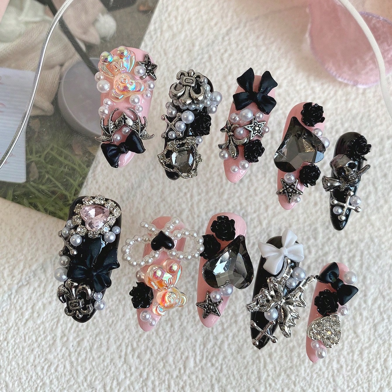 10pcs Long Coffin Pink Black G - Ribbon Bow Gift 评论和价格