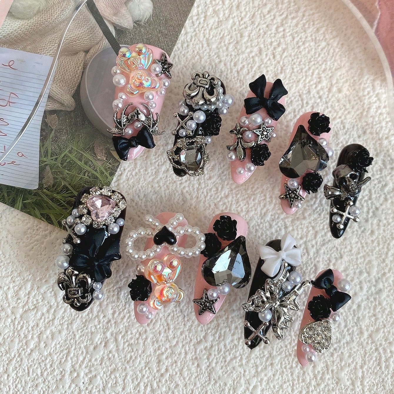 10pcs Long Coffin Pink Black G - Ribbon Bow Gift 评论和价格