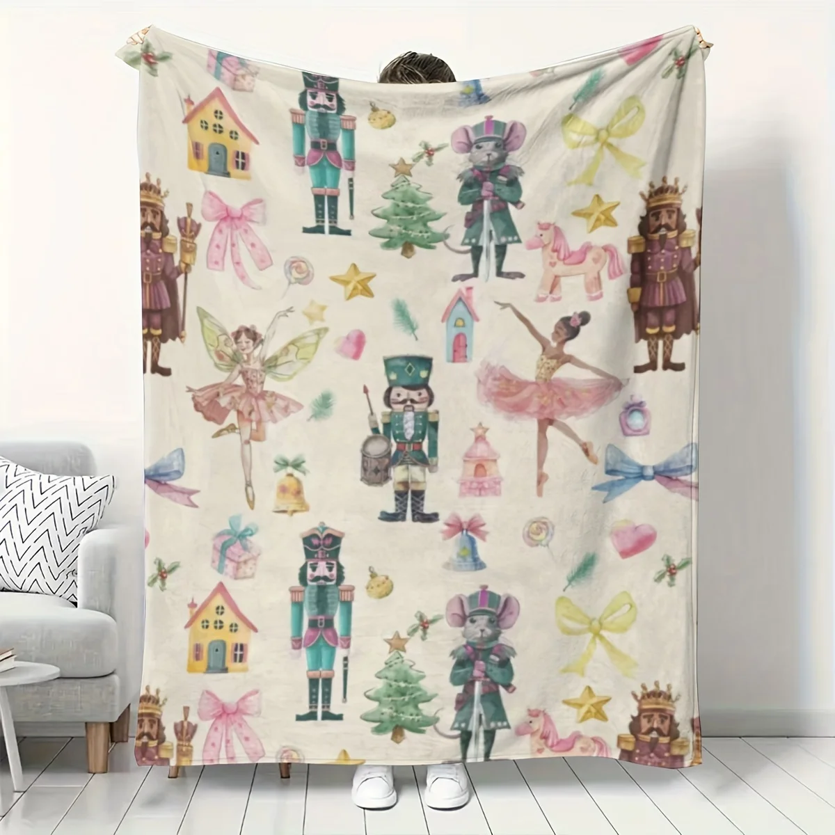 Christmas Nutcracker Ballet Fl - Christmas Throw Blanket 评论和价格