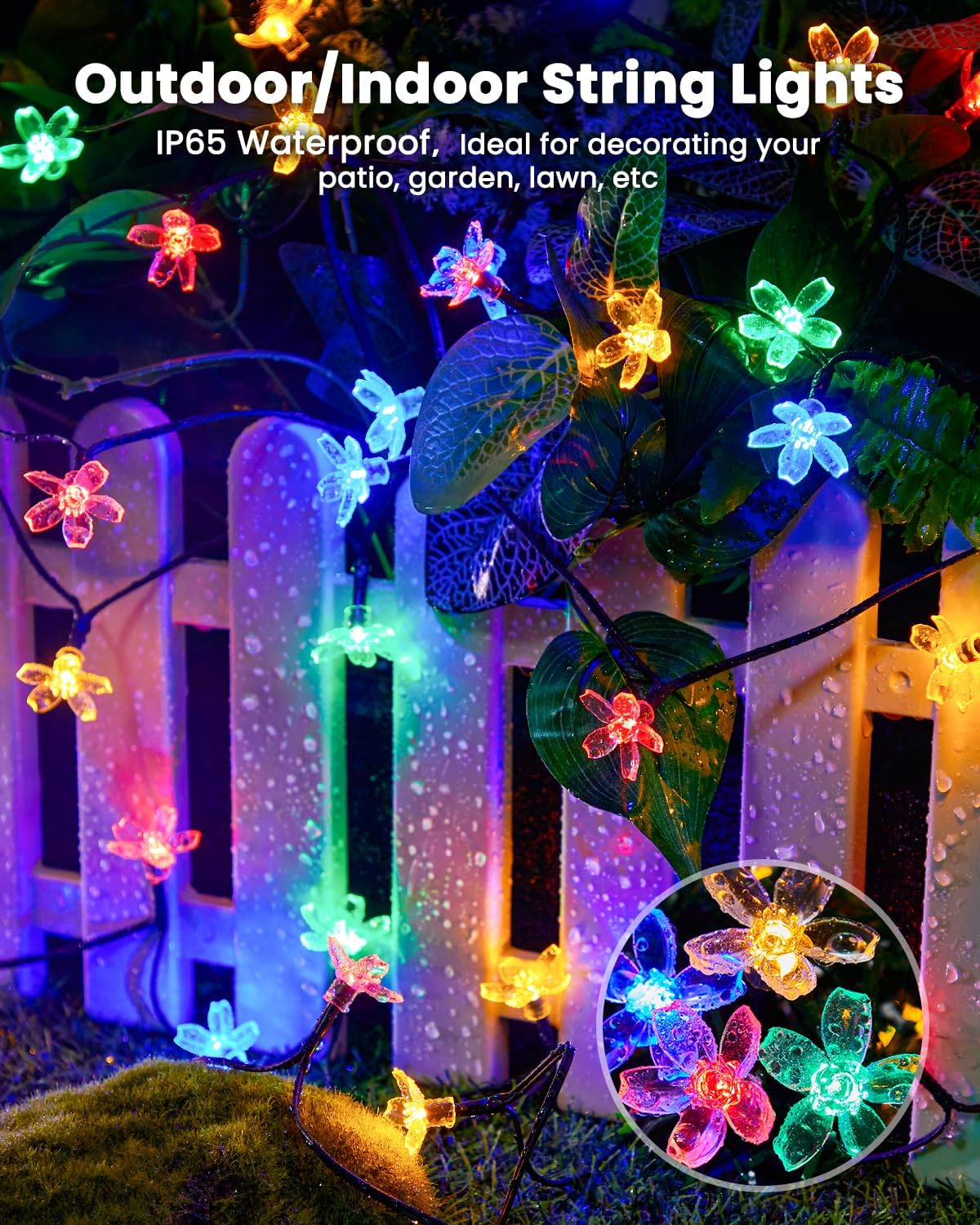 60 LED Flower Solar String Lig - Led Fairy String Lights 评论和价格