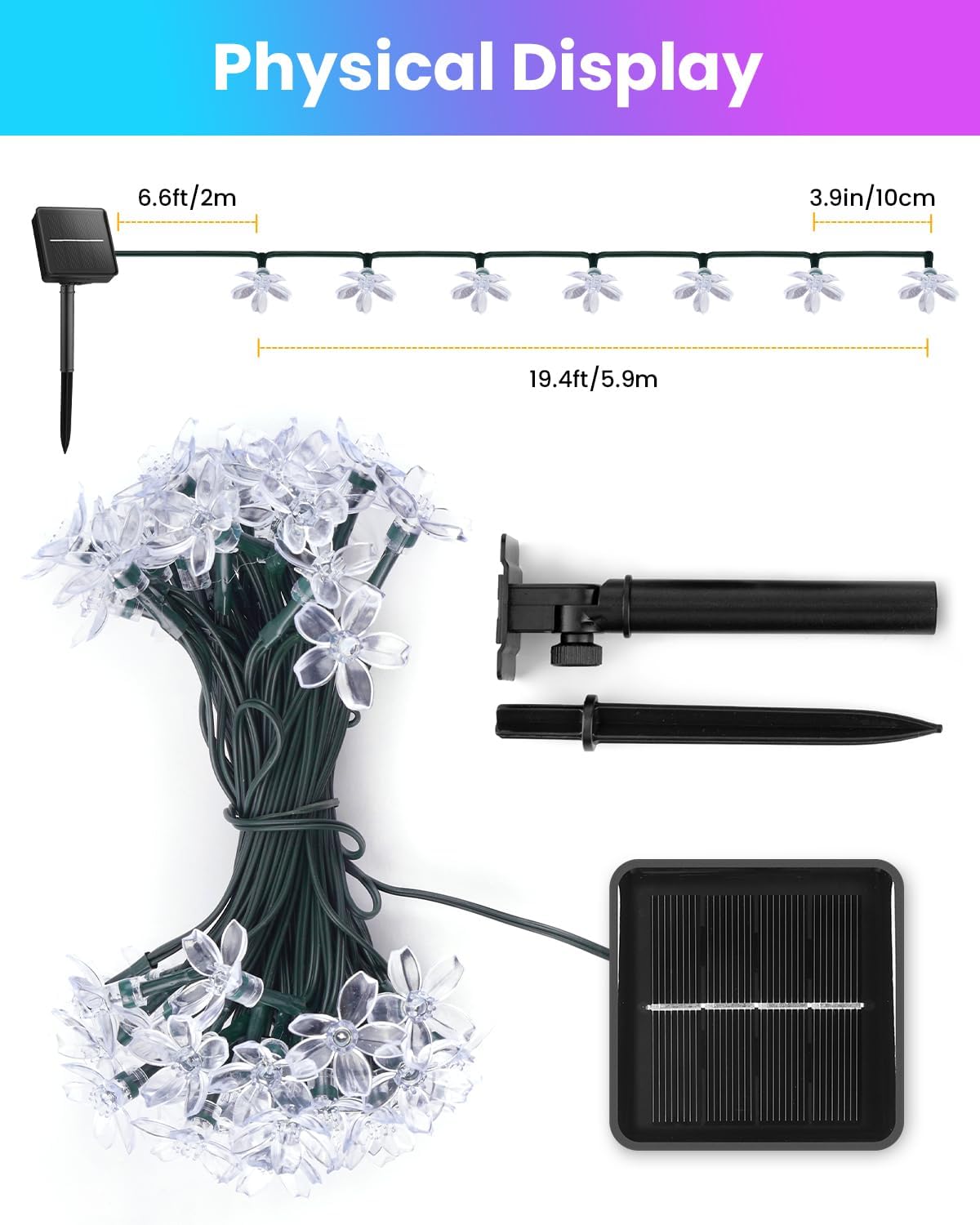 60 LED Flower Solar String Lig - Led Fairy String Lights 评论和价格
