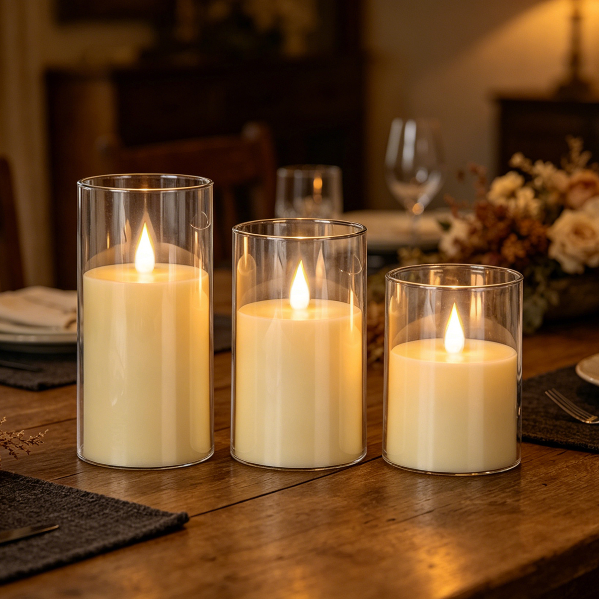 3-Piece LED Flame-Free Candle  - Holiday Candle Set 评论和价格